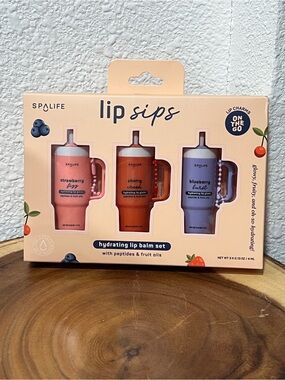Spalife Lip Sips Hydrating Lip Balm Set - Strawberry, Cherry, Blueberry